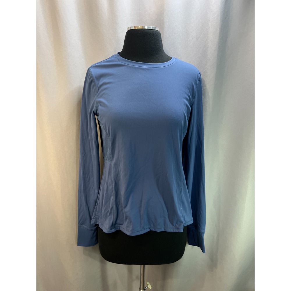 Spyder Active Athletic Top Womens Medium Slate Blue Nylon Stretch Thumbhole Slit